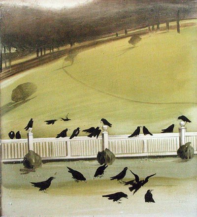 Rooks mating i en park (blyant og akvarell på papir) av Madeline Wyndham