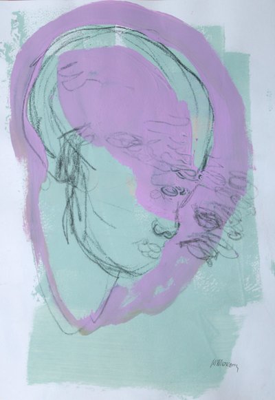 Skissebok 44, 2025 (tempera-maling, kull på papir) av Madgalena Morey