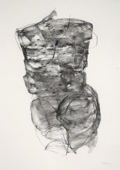 Torso 4, 2022 (kull på papir) av Madgalena Morey