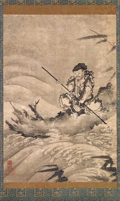 Den kinesiske oppdageren Zhang Qian på en flåte, midten av 1500-tallet. av Maejima Soyu