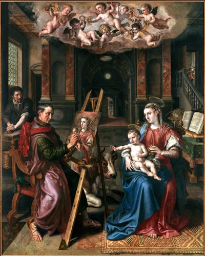 Saint Luke Drawing the Virgin, 1602. av Maerten Vos de