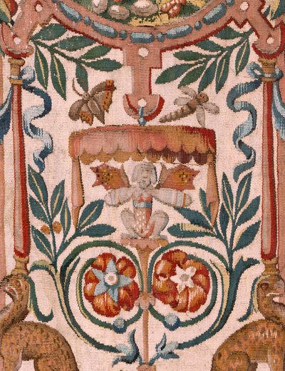 Bispedømmemuseum (Bispedømmemuseum). flamsk billedvev. Brussel. François Geubels verksted. Serien Historien om Gideon. Israelittene overlater sin del av byttet til Gideon. Silke og ull. Legat av Bisho av Maerten van Heemskerck
