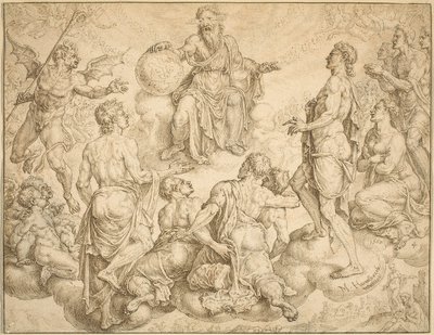 Satan utfordrer Gud til å fjerne hans beskyttelse fra Job av Maerten van Heemskerck