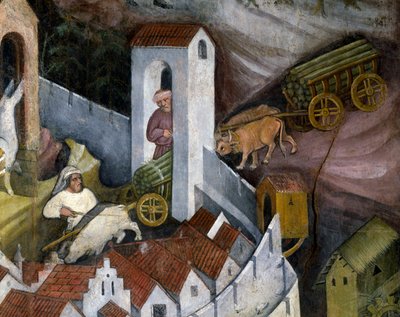 Vedhøsting, detalj fra desember måned, månedenes syklus av Maestro (attr. to) Venceslao
