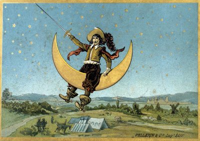 Illustrasjon av Cyrano de Bergerac i sin roman "Den andre verden"" av Henri Maigrot