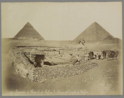 Piramides fra Cheops og Chephren, sfinxen og tempelet av Chefren Pyramids of Cheops og Cheffren the Sphynx og Temple of Cheffren (tittel på objekt) av Maison Bonfils