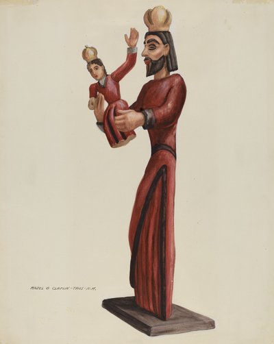 Utskåret og malt Santo-San Jose, ca. 1937. av Majel G. Claflin