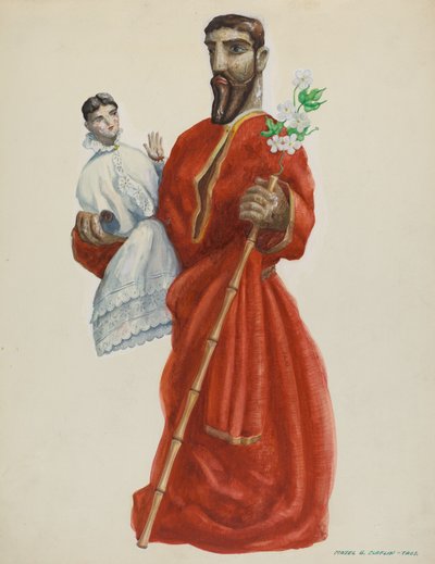 Utskåret og malt Santo - San Jose, ca. 1938. av Majel G. Claflin
