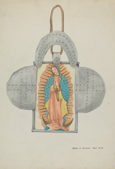 Håndtegnet Guadalupe i tinnform, ca. 1937. av Majel G. Claflin