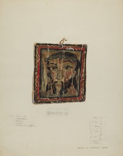 Small Christo Head - Retablo, ca. 1940. av Majel G. Claflin
