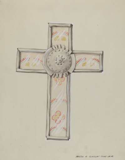 Tin & Wall Paper Cross, ca. 1937. av Majel G. Claflin