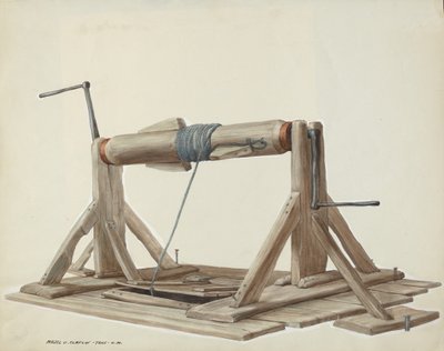 Brønn med bevegelig bjelke, ca. 1937. av Majel G. Claflin