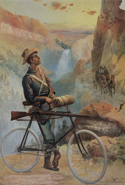 Golden Gate, solnedgang i Yellowstone Park, ca. 1897 (kromolitografi) av Major and Knapp Sarony