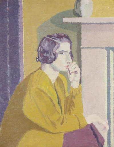 Jente i en gul cardigan (olje på lerret) av Malcolm Drummond
