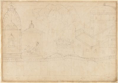 Indrajit gir tilbud: Folio fra Siege of Lanka-serien, ca. 1725. av Manaku