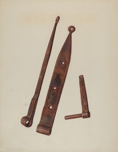 Hengsler og bolt, ca. 1939. av Manuel G. Runyan
