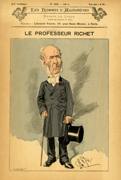 Omslag til The Men of Today, nummer 325, illustrasjon av Manuel Luque (1854-1919): Richet Charles (1850-1935) av Manuel Luque