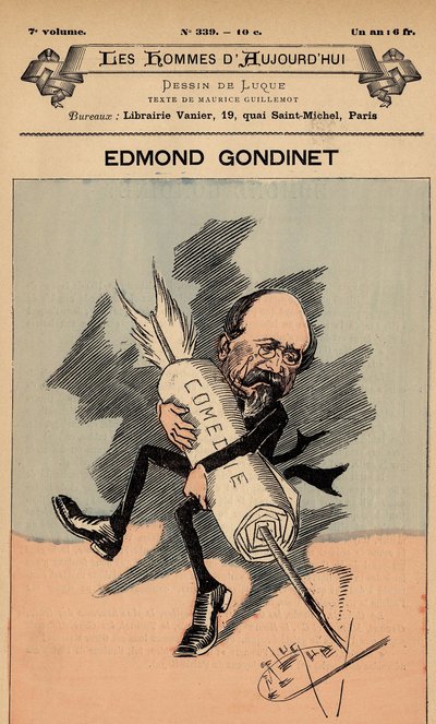 Omslag til The Men of Today, nummer 339, illustrasjon av Manuel Luque (1854-1919): Teater - Gondinet Edmond (1828-1888) av Manuel Luque