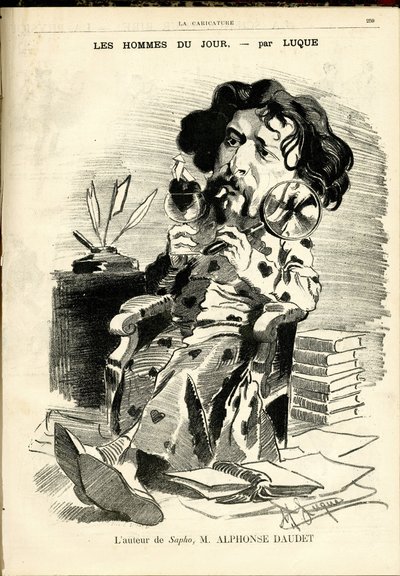 Illustrasjon av Manuel Luque (1854-1919) for omslaget til The Caricature (1880) av Manuel Luque