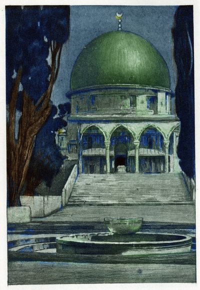 Al-Aqsa-moskeen i Jerusalem. Gravering av Manuel Orazzi (1860-1934), i "" The Prospect of Jerusalem", Paris av Manuel Orazi