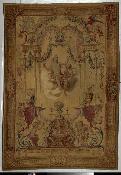 Tapetet med Bacchus som personifiseringen av høsten Portières des dieux (serietittel) av Manufacture Royale des Gobelins