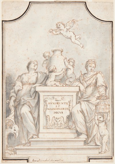 Design for et monokromt maleri, Church of Corpus Domini, Bologna, Italia av Marc Antonio Franceschini