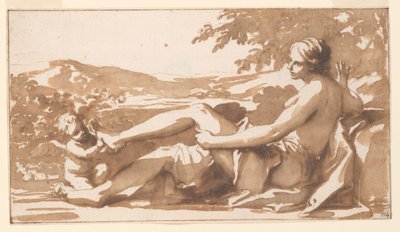 Studie for et overdørsmaleri, Amor fjernet en torn fra Venusfoten av Marc Antonio Franceschini