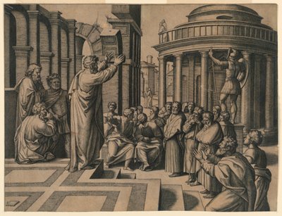 Saint Paul forkynner i Athen av Marc Antonio Raimondi