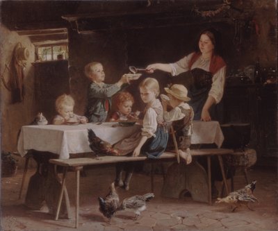 Barn til lunsj, 1857 av Marc Louis Benjamin Vautier the Elder