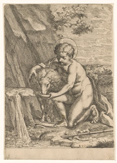 Døperen Johannes som barn av Marcantonio Bellavia