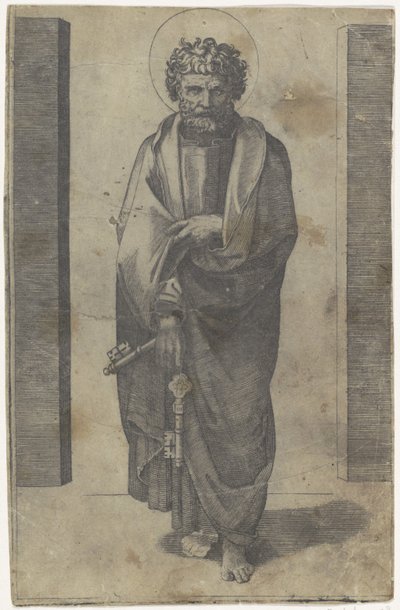 Apostelen Peter med nøkler Kristus og apostlene (serietittel) av Marcantonio Raimondi