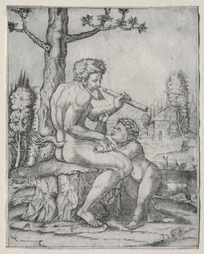 Faun og barn, ca. 1509. av Marcantonio Raimondi