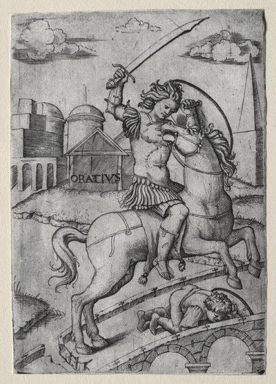 Horace Cocles forsvarer Sublician Bridge av Marcantonio Raimondi