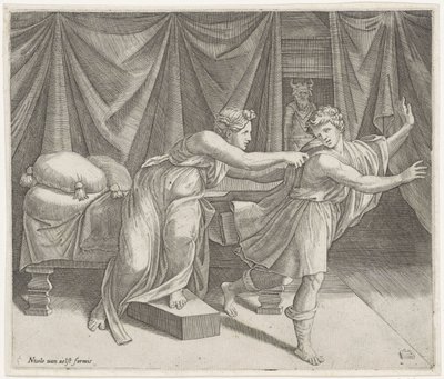 Josef og Potifars kone av Marcantonio Raimondi