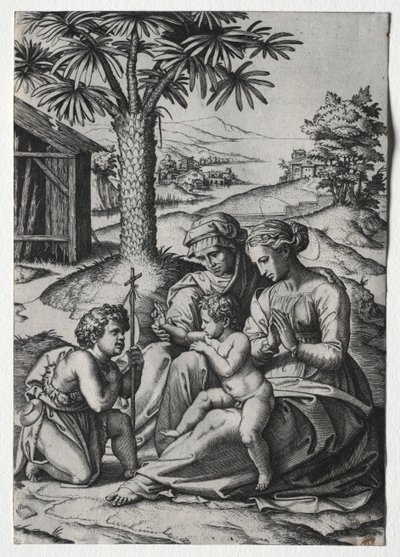 Madonna av palmetreet av Marcantonio Raimondi