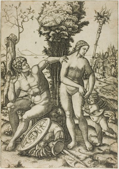Mars, Venus og Amor av Marcantonio Raimondi