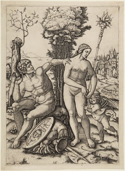 Mars, Venus og Amor av Marcantonio Raimondi