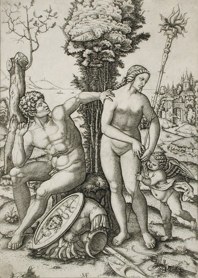 Mars, Venus og Amor av Marcantonio Raimondi