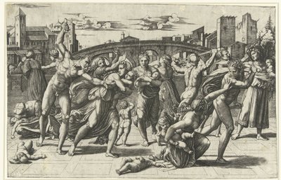 Massakren på de uskyldige Kindermoord te Betlehem av Marcantonio Raimondi