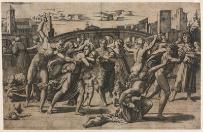 Massakren på de uskyldige med grantreet, ca. 1511-1512. av Marcantonio Raimondi