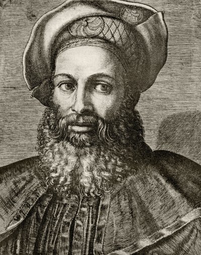 Pietro Aretino, fra 'The Print-Collector's Handbook' av Alfred Whitman, utgitt av George Bell und Sons, 1901 av Marcantonio Raimondi