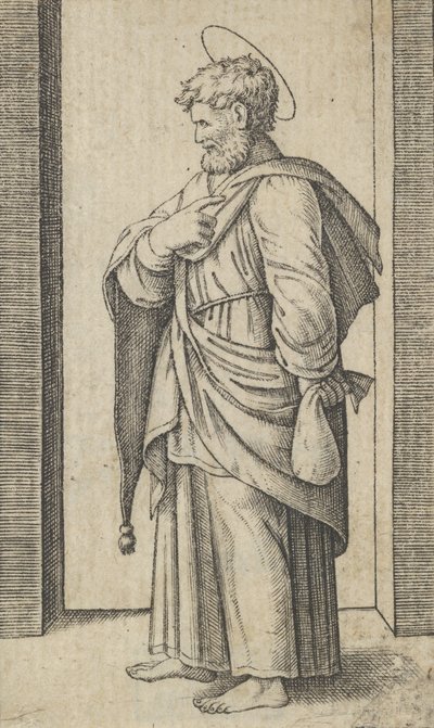 Saint Matthew, en liten sekk i venstre hånd, fra serien 