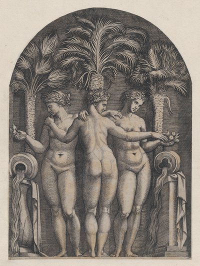 Mirror of Roman Magnificence: The Three Graces, ca. 1500-1534., ca. 1500-1534. av Marcantonio Raimondi