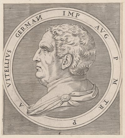 Mirror of Roman Magnificence: Vitellius, fra The Twelve Caesars, ca. 1500-1534., ca. 1500-1534. av Marcantonio Raimondi