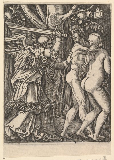 Utvisningen fra paradiset, etter Dürer, ca. 1500-1534. av Marcantonio Raimondi