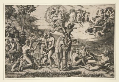 The Judgment of Paris, etter Raphael, ca. 1510-20 av Marcantonio Raimondi