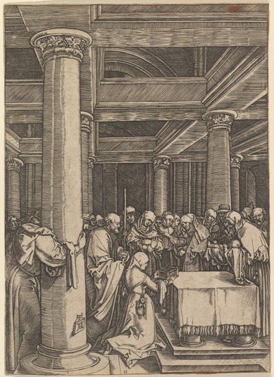 Presentasjonen av Jesus til Simeon i templet, etter Dürer, ca. 1500-1534. av Marcantonio Raimondi
