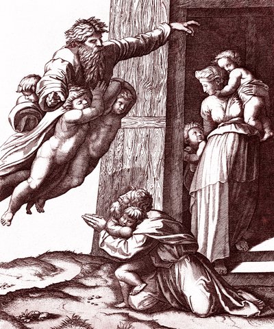 Abrahams kall av Marcantonio Raimondi