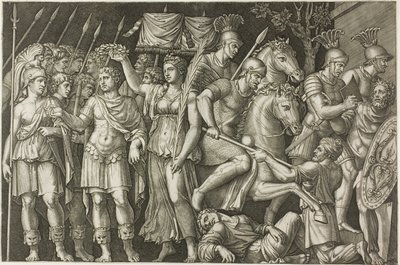 Trajan kronet av seier av Marcantonio Raimondi