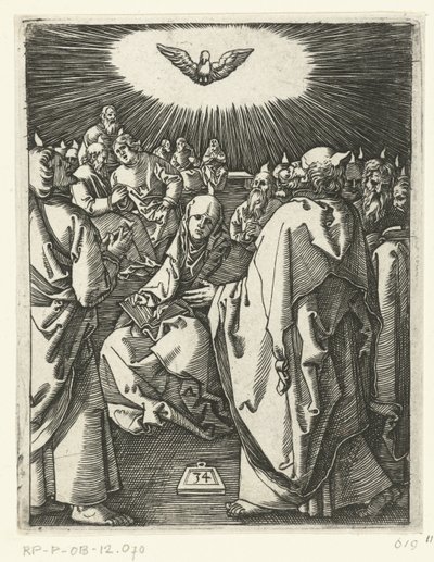 Den Hellige Ånds utgytelse Passion of Christ (serietittel) av Marcantonio Raimondi